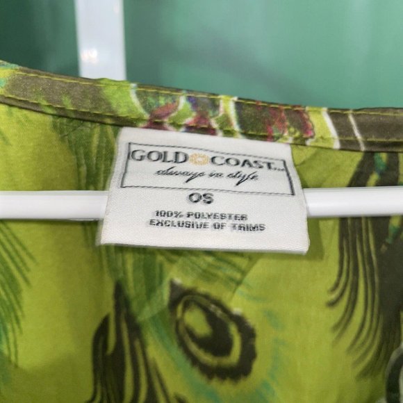 GOLD COAST Mumu House Dress OS One Size Beach Cover-Up Beaded PEACOCK print -NWT - Picture 7 of 12